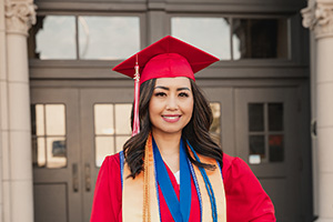 EvCC graduate Mailee Xiong Nguyen in cap and gown