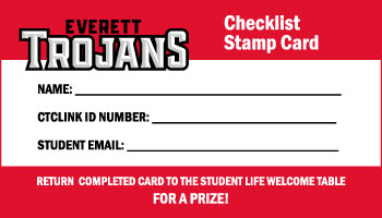 Checklist Stamp Card. Return completed card to the Student LIFE Welcome Table for a prize!