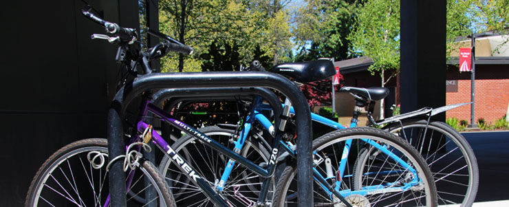 photo of bike rack and bicycles