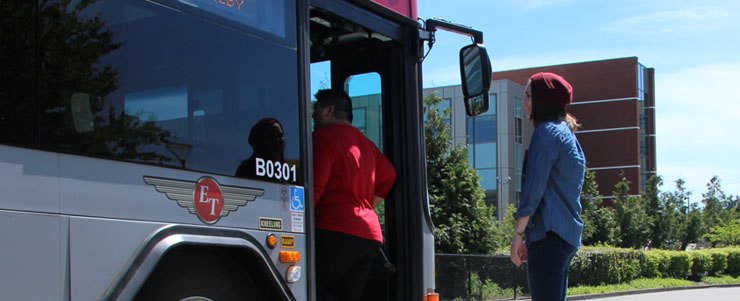 photo of students riding the bus