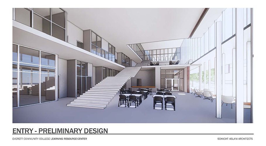 Learning Resource Center preliminary design for the building entry.