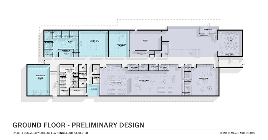 Learning Resource Center preliminary design for the ground floor.