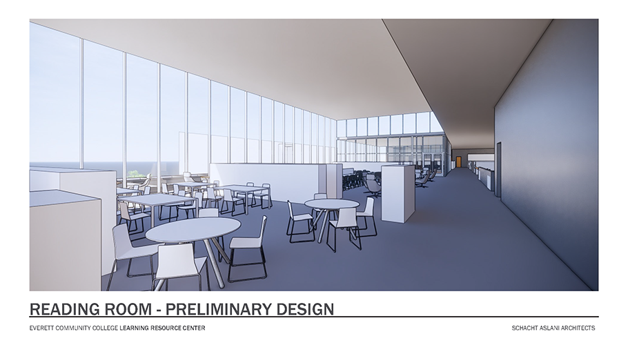 Learning Resource Center preliminary design for the reading room.