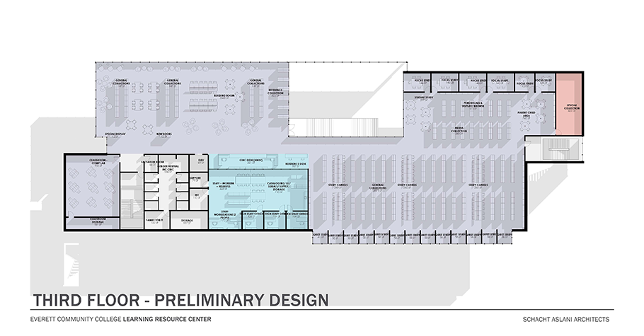Learning Resource Center preliminary design for the third floor.