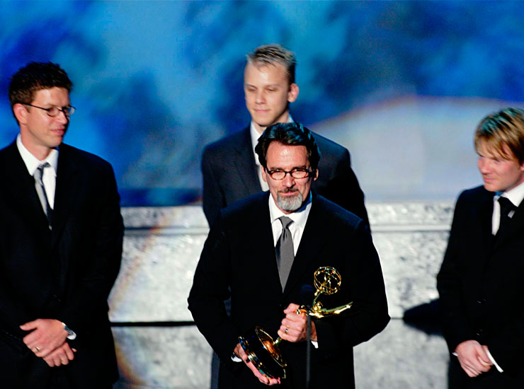 Paul Mattaeus accepting Emmy Award