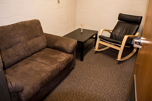 Inside view of EvCC Lactation Room in Parks Student Union room 224