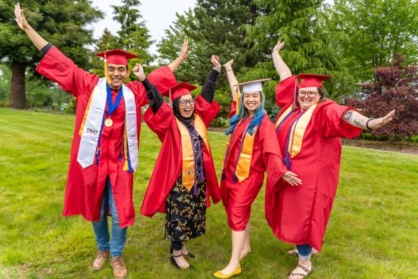 EvCC graduates Jake, Nadi, Grace, and Meg