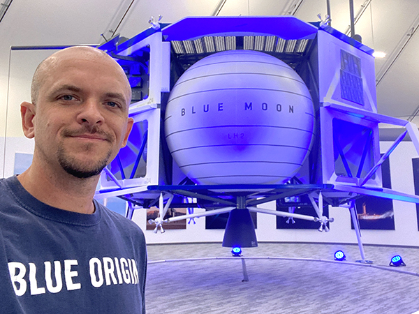 Avionics Certificate graduate James Michael Joyce at work at Blue Origin in Kent, WA