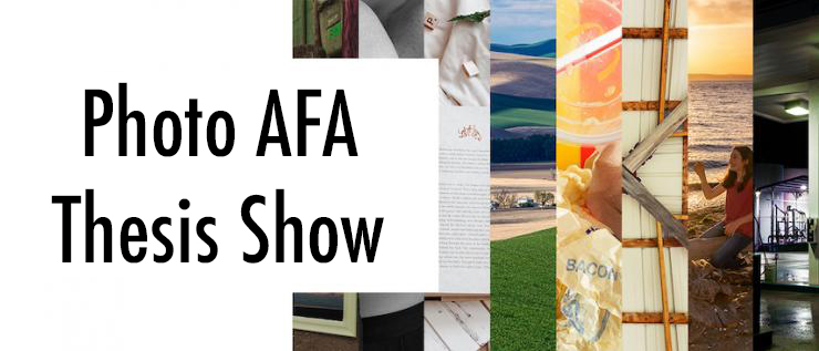 External link to Photo AFA Thesis Show site.  Text reads " Ellen Felsenthal and the students from Photo 212 are proud to present their 2021 thesis show.  Featuring work by Alyssa Falk, Julia Goodridge, Hannah Hoskins, Sile Kiernan, Jade Lofthouse, Logan Maruszak, Robert Reese, and Shay Reichow.