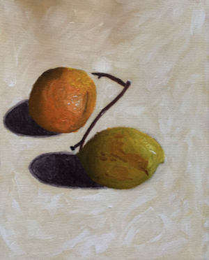 Julia Davis- still life painting of citrus fruit.