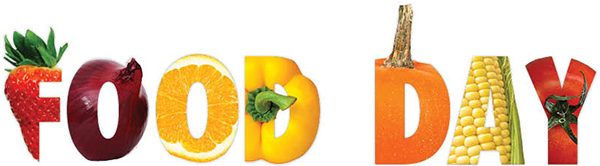food day logo made of fruit and veggies