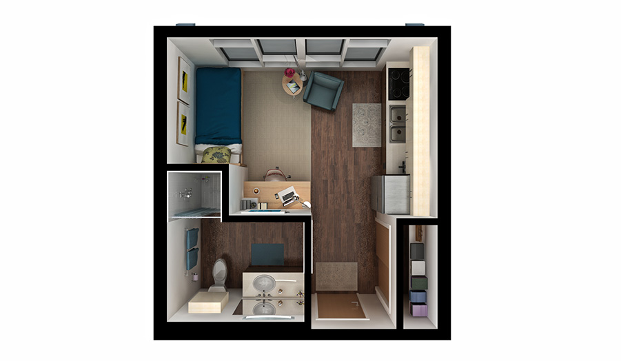 student housing studio