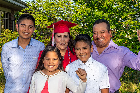 EvCC graduate Juana Gayoso and her family. 
