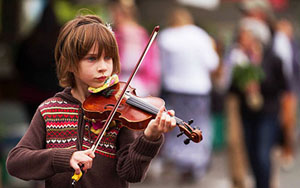 Tearful Busker by Michael Rhodes