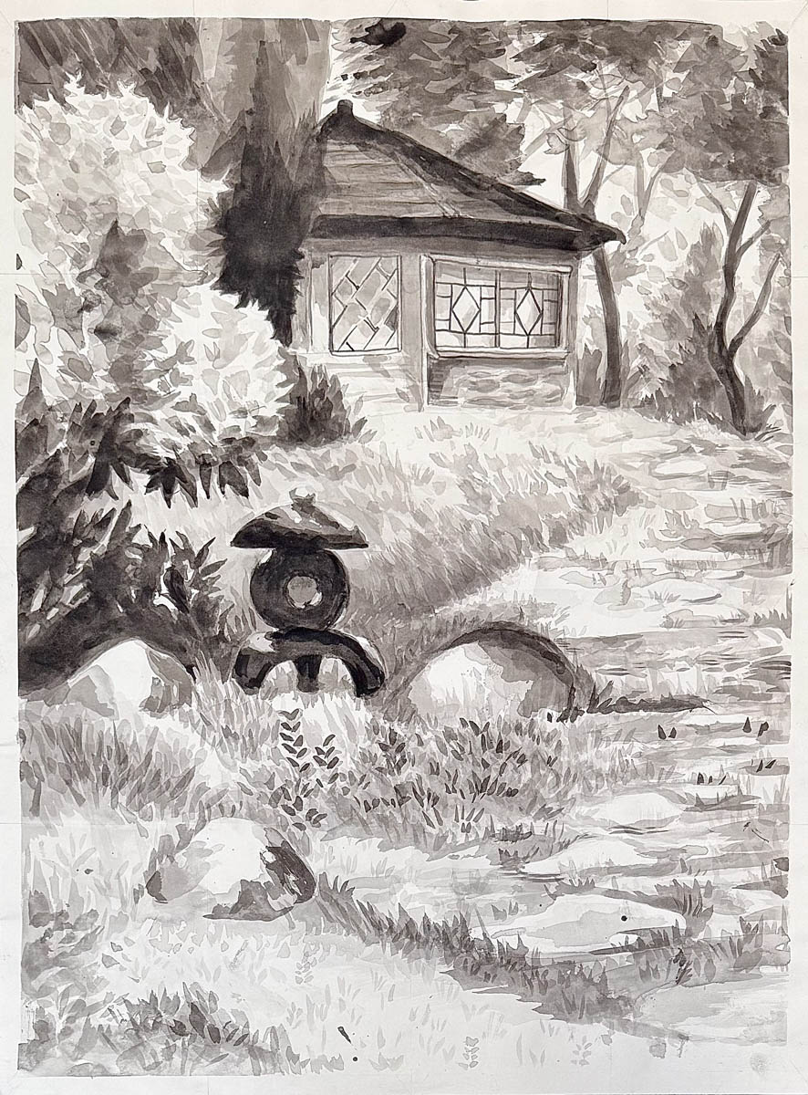 Serene by Celes Caperoon (ink wash)