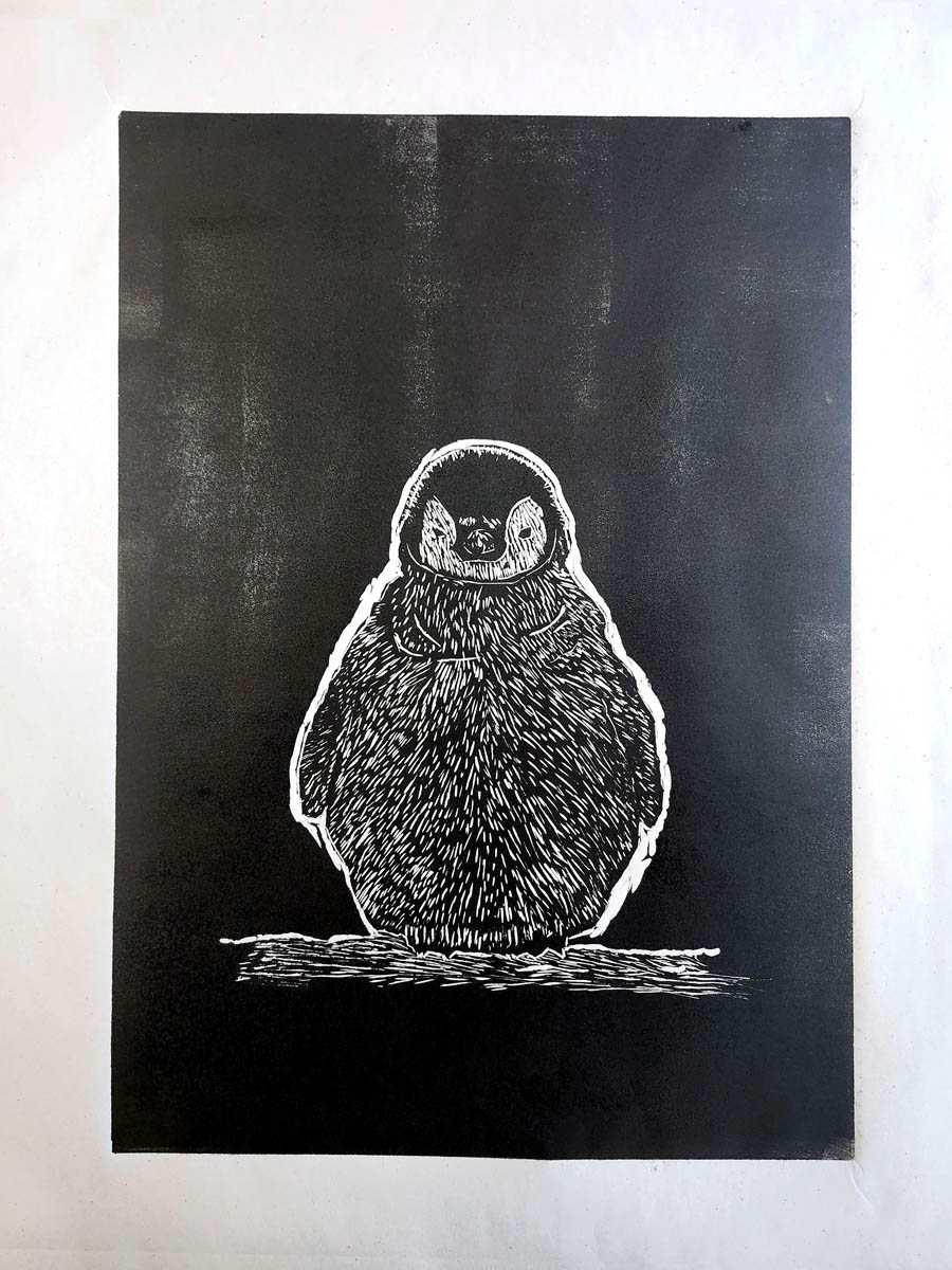 Baby Penguin MaKaylynn Gilbert (linocut relief print)